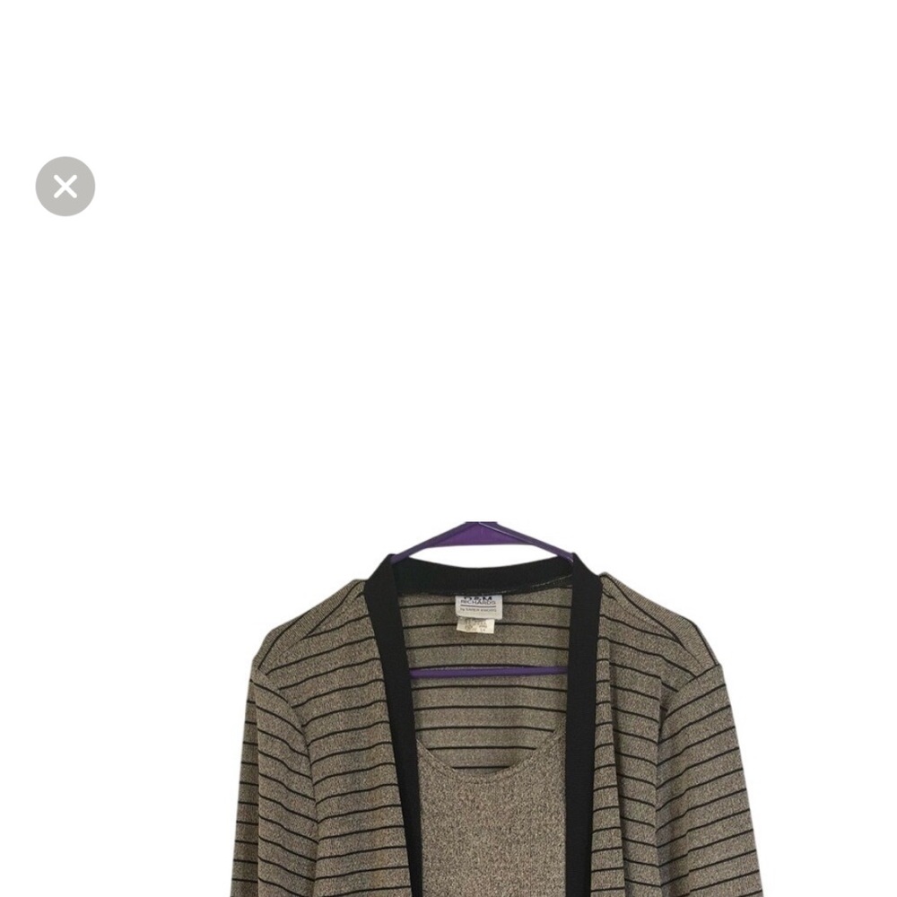 R&M Richards by Karen Kwong Striped Sweater Tank Cardigan Set Size‎ 14